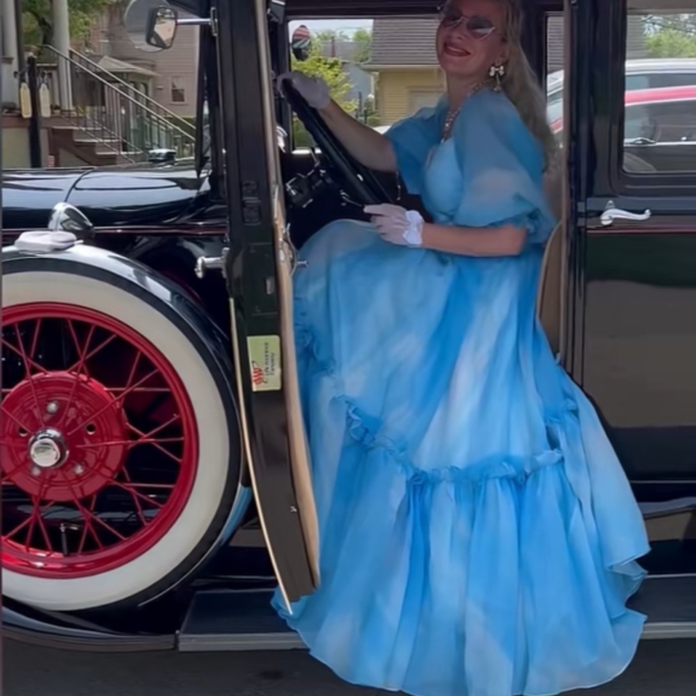 Vintage-Inspired Blue Ball Gown Dress
